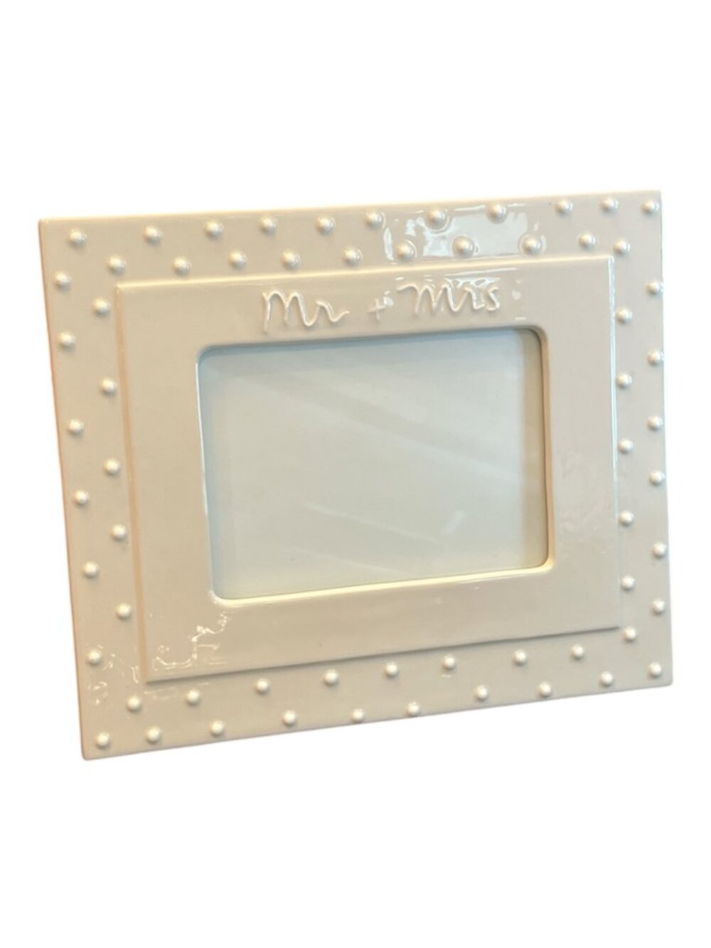 SANDRA MAGSAMEN Dept 56 Picture Frame Raised Mr. And Mrs. 4" x 6" Photo Ceramic